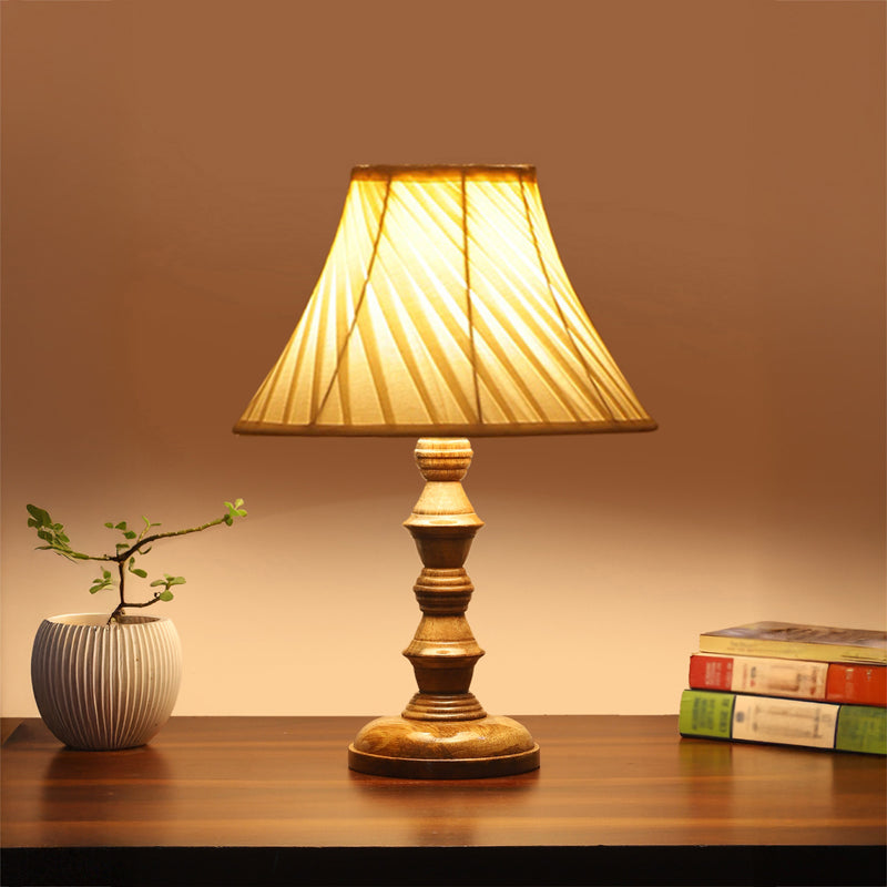 Twistra I Timber Wooden Table Lamp - Ivory,Brown