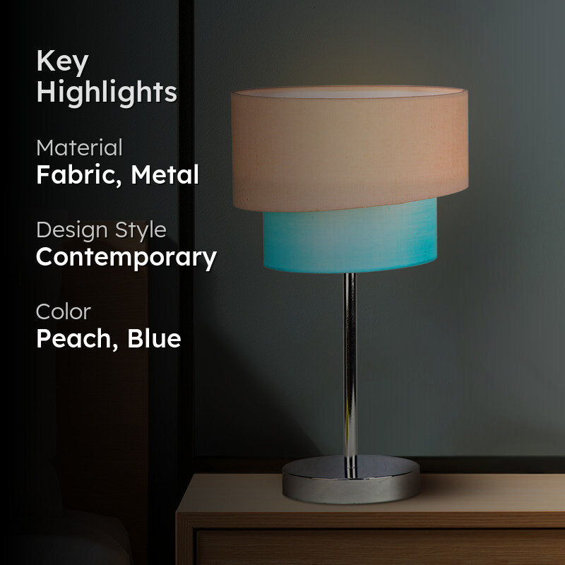 Stellar Lady Metal LED Fabric Table Lamp - Peach,Blue media 2
