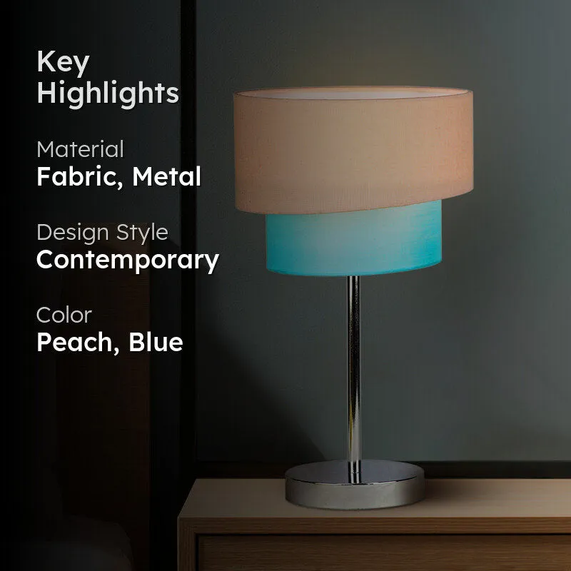 Stellar Lady Metal LED Fabric Table Lamp - Peach,Blue media 2