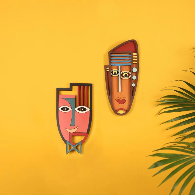 Rachelce Mask Wooden Wall Accent - Set of Two media 1