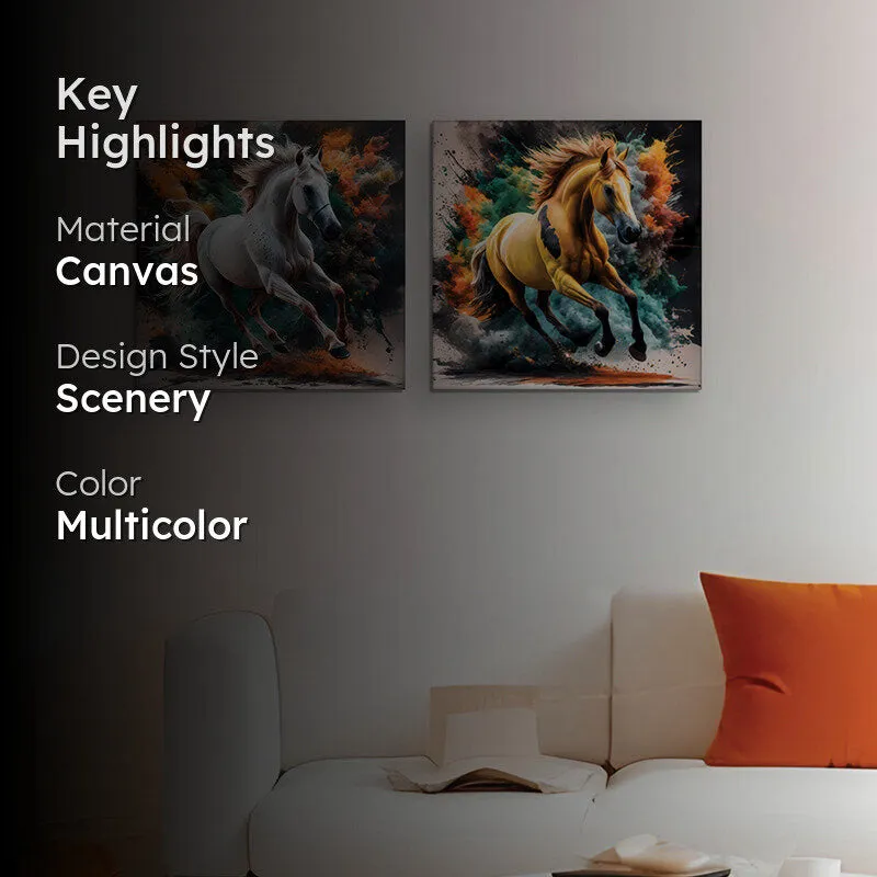 Grace Of The Mare Canvas Wall Painting - Set Of Two media 2
