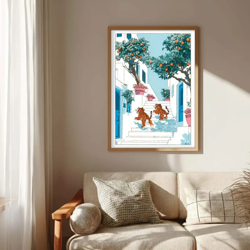 Amber Orbs Canvas Wall Painting - Brown Frame media 6