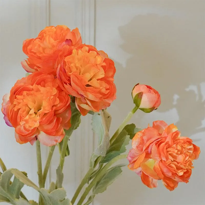 Faux Orange Peony Flower Stick (20 CM) - Set Of Two media 4