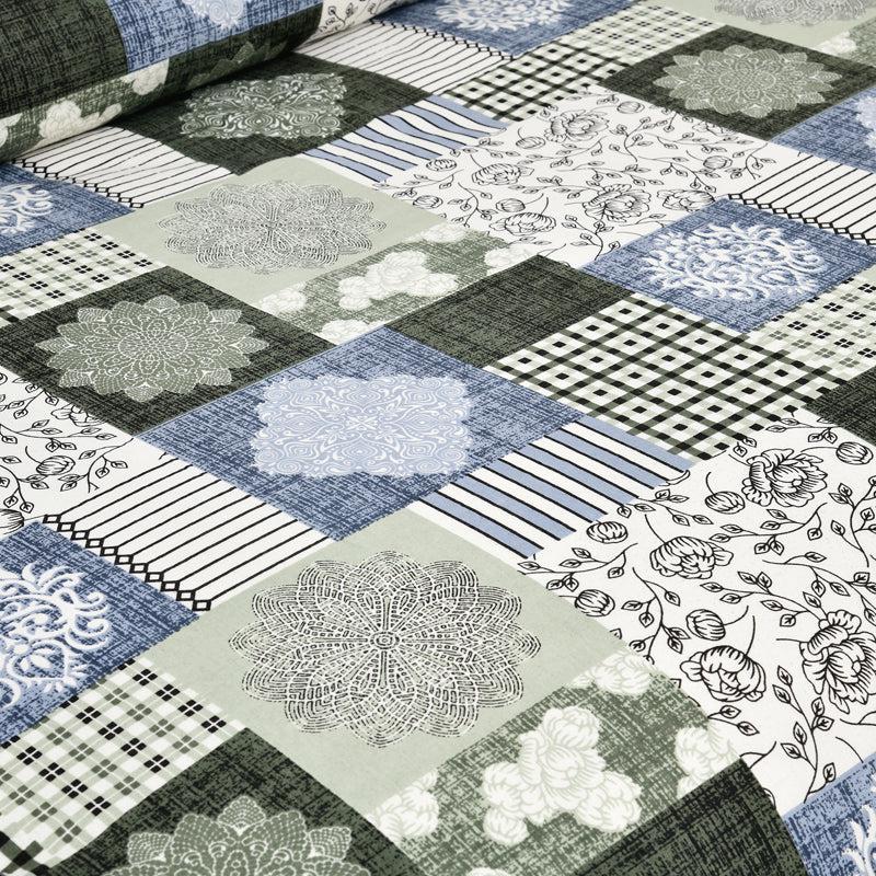 Aankhen Ethnic Cotton Bedsheet (Blue,White) - 160 TC media 4