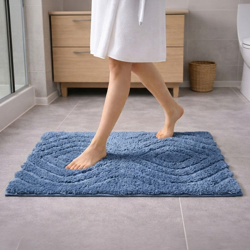 Pure Step Anti Skid Micro Fiber Bath Mat - Blue - 40 x 60 cms