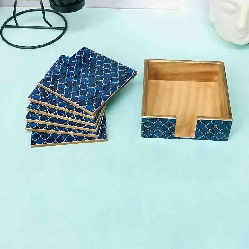 Ombre Checkered Coasters - Blue - Set Of Four media 4