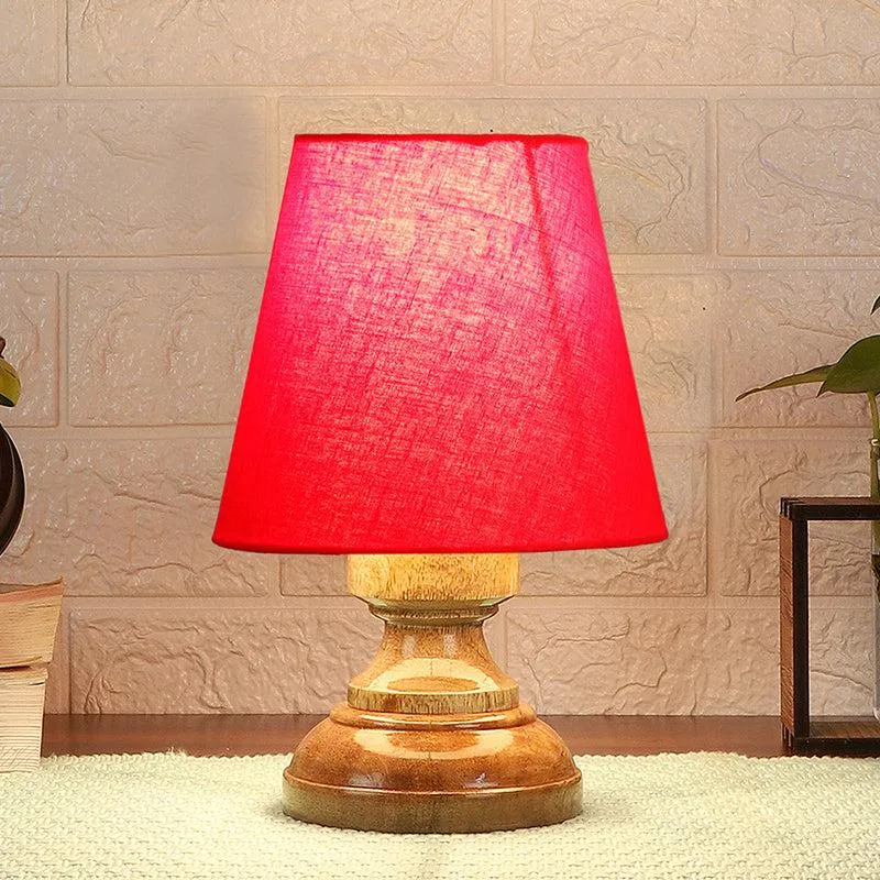 Harolda Fabric Table Lamp - Red,Brown media 1