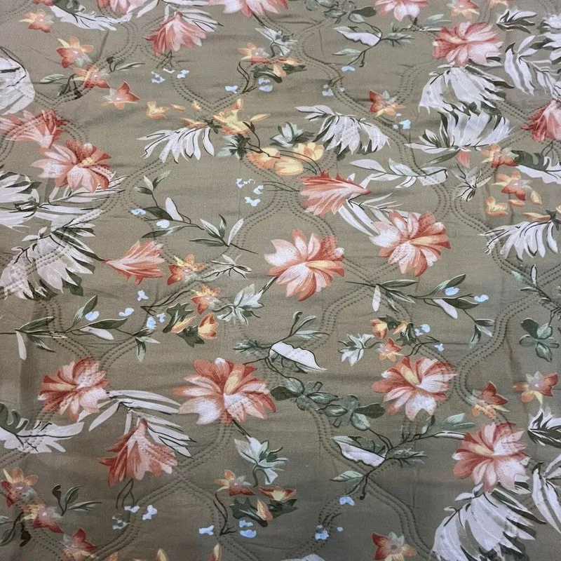 Leafara Floral Cotton Comforter (Mud Brown) - 300 GSM media 6