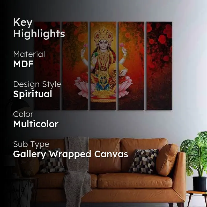 Goddess Laxmi Wall Art - Five Piece Set media 2