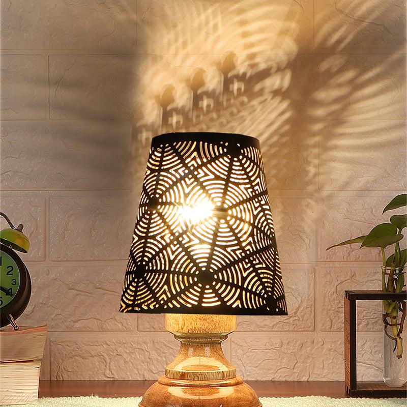 Harolda Etched Metal Table Lamp - Black,Brown