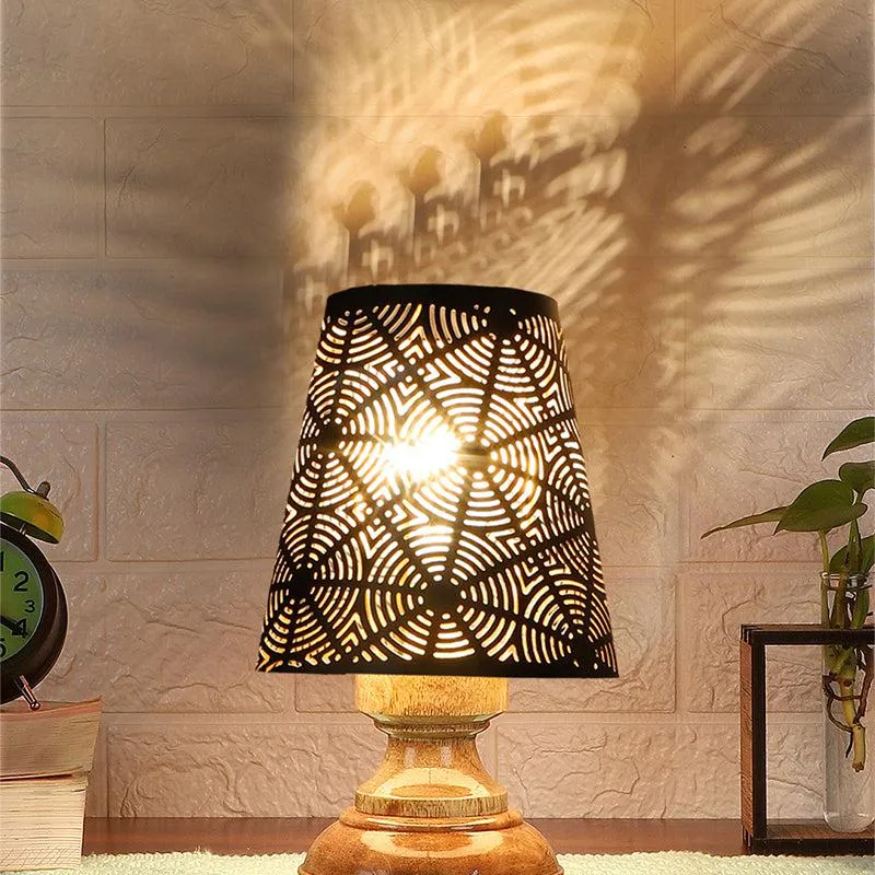 Harolda Etched Metal Table Lamp - Black,Brown media 1