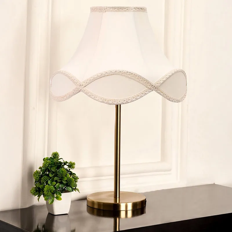 Misty Glow Cotton & Metal Table Lamp - White,Gold media 2