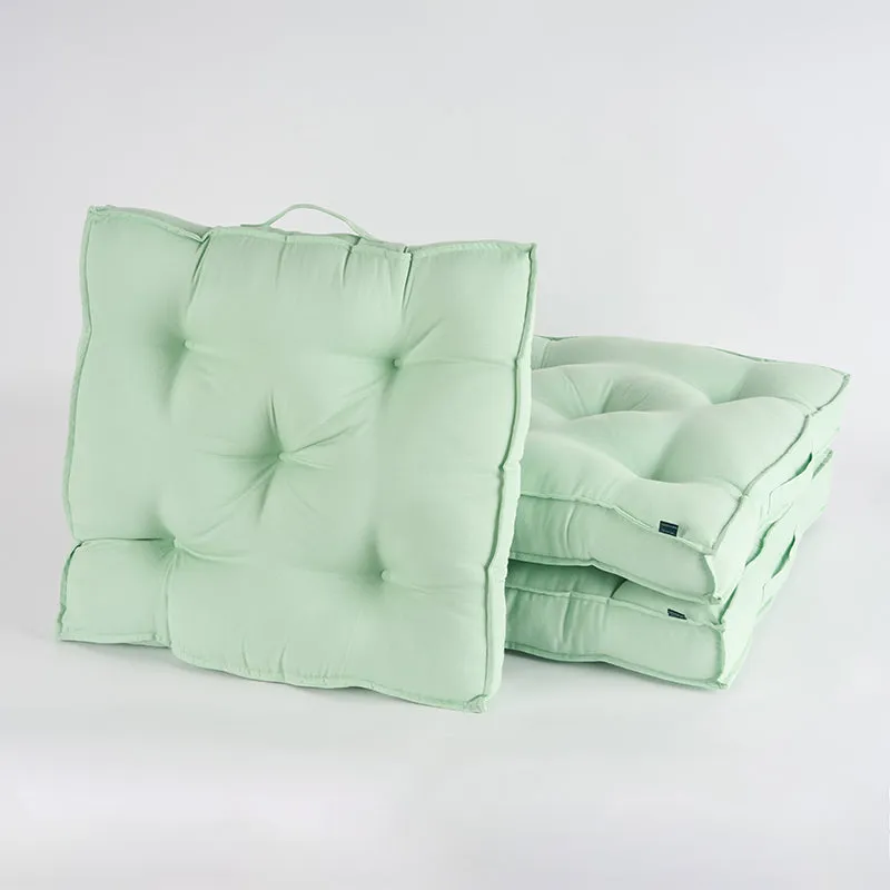Cushflow Solid Cotton Floor Cushion (Sage Green) - Set Of Three media 4