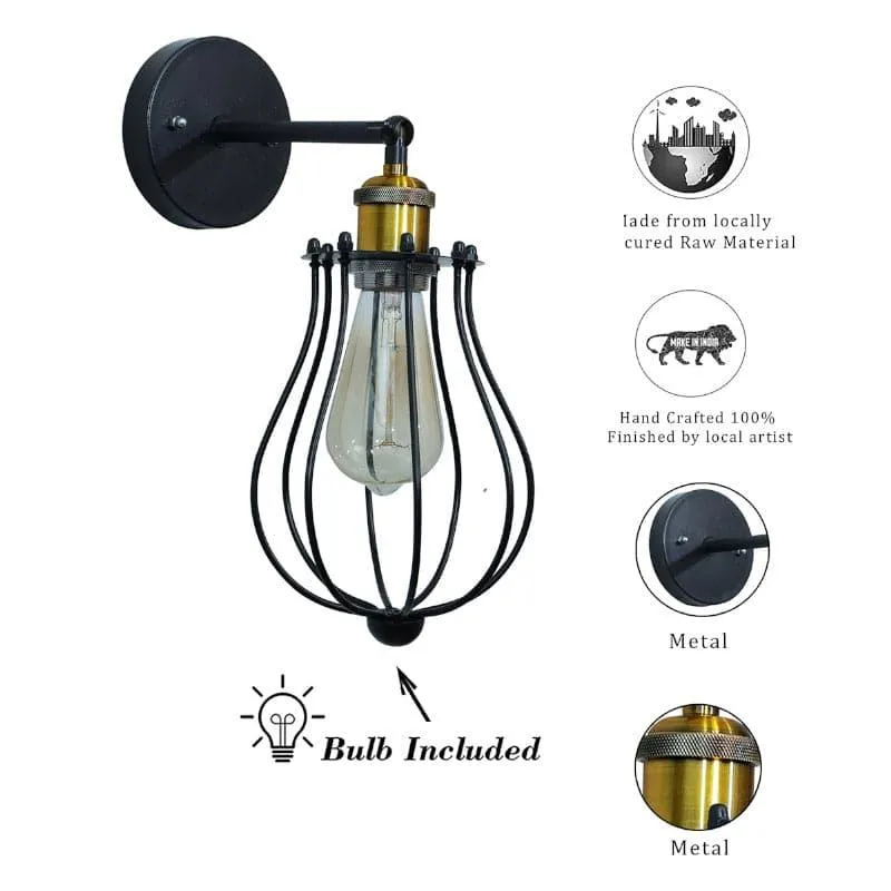 Poshell Metal Wall Lamp - Black, Gold media 4