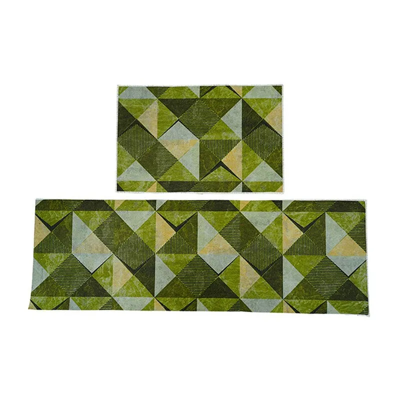 PatternShift Polyester Kitchen Floor Mats (Green) - Set of Two media 3