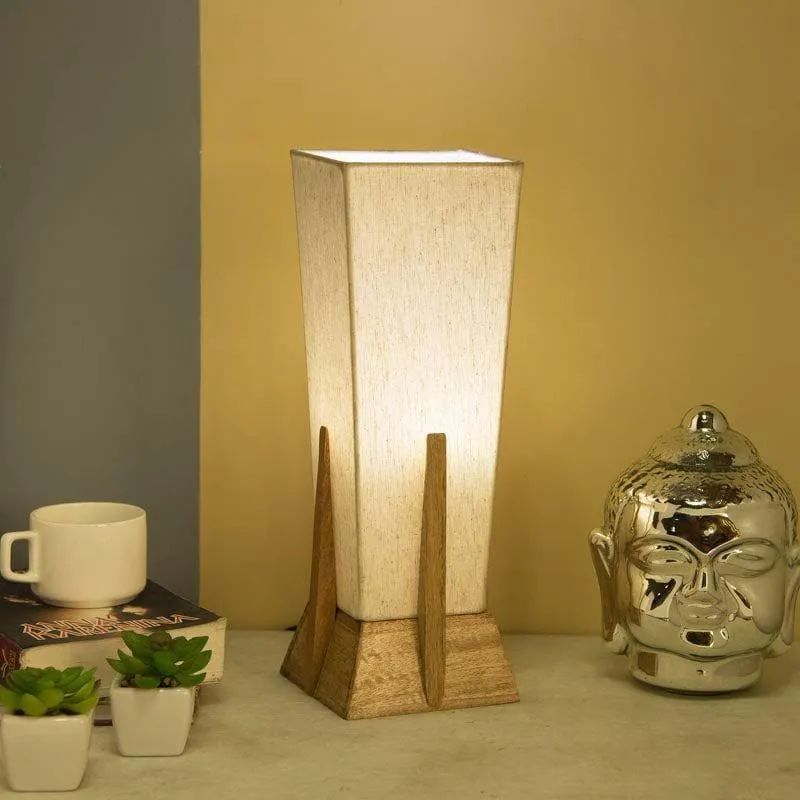 Retro Radiance Fabric Table Lamp - Brown,Beige media 1