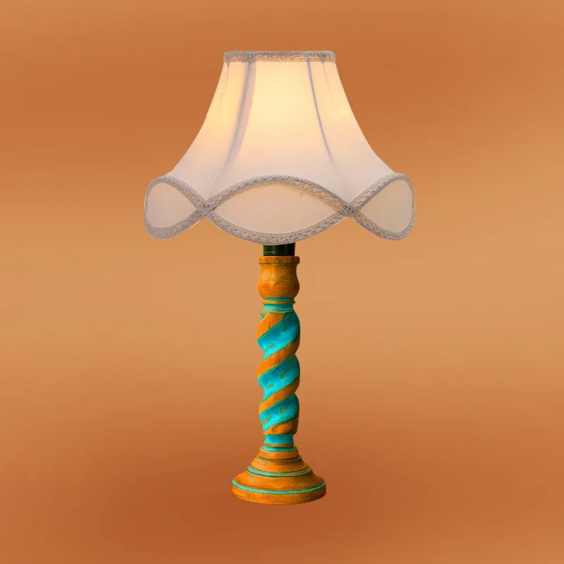 Elara Oria Wooden Table Lamp - OffWhite media 6