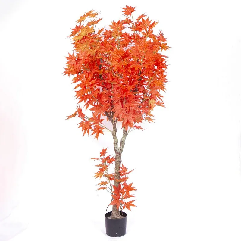 Crimson Leaf Artificial Maple Artificial Plant With Black Plastic Pot media 4