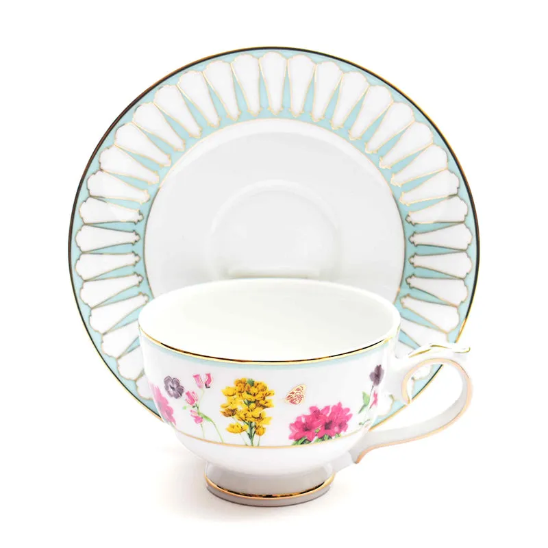Basant 24k Gold Brushed Porcelain Tea Cup & Saucer (300 mL) - Set of Six media 4