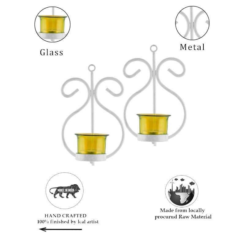 Seina White Frame Sconce Candle Holder (Yellow) - Set Of Two media 5