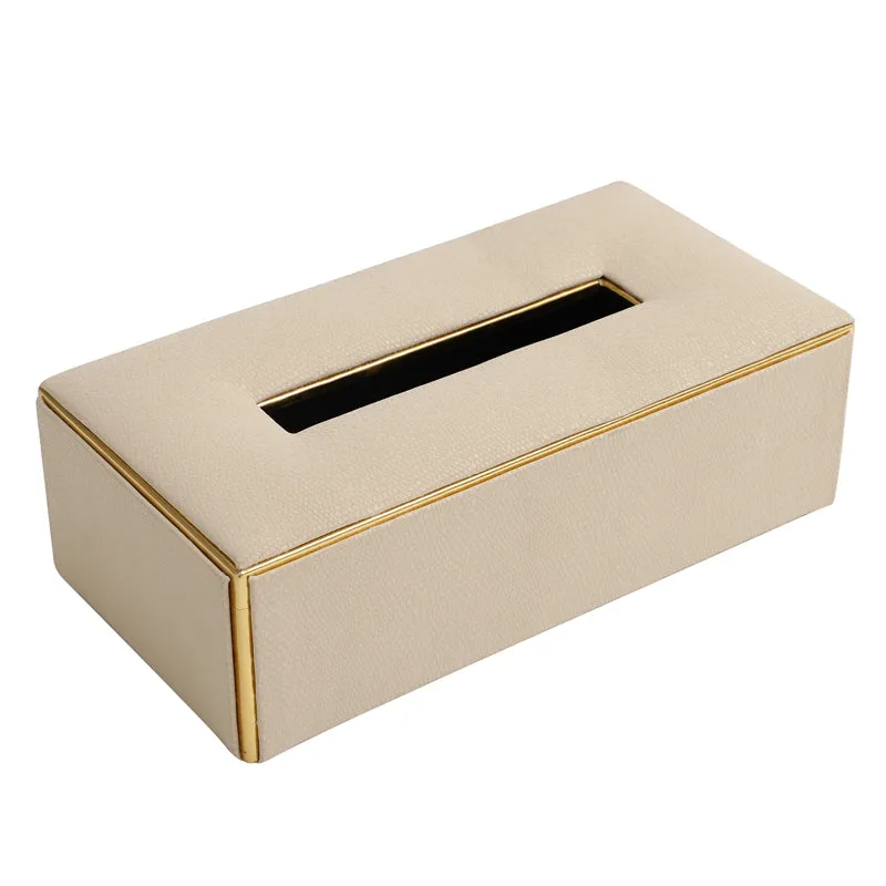 Meho Leather Tissue Box - Beige media 4