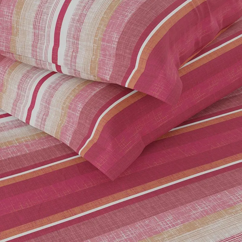 Close-up showing the textured striped surface in orange, cream and burgundy