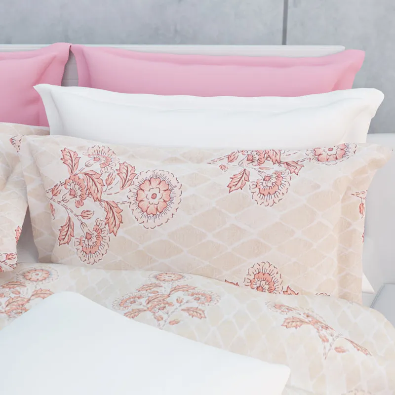 Marigold Fields Cotton Bedsheet (Peach) - 144 TC media 9