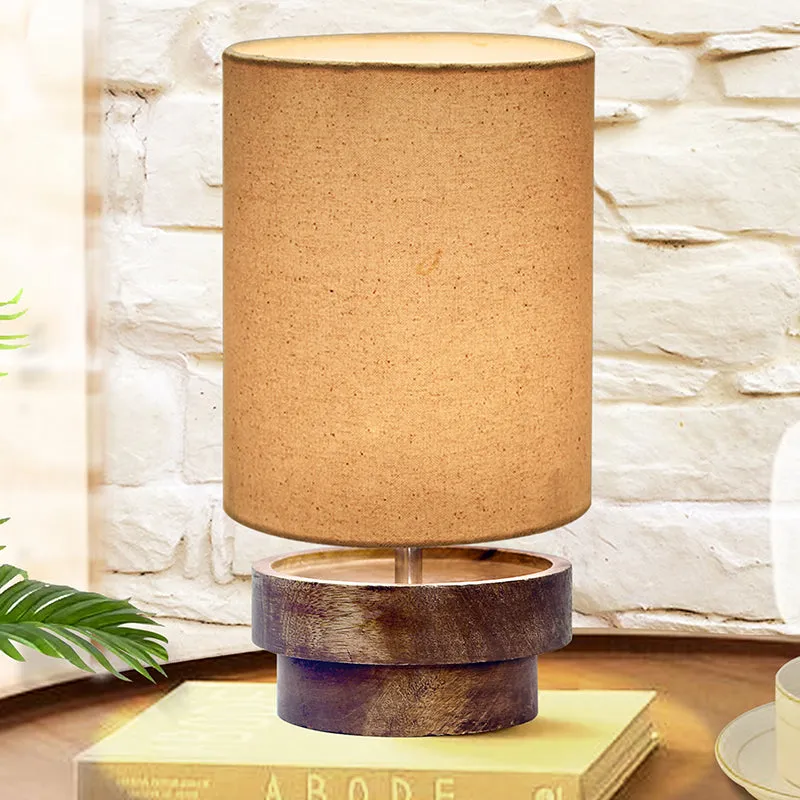Oleda Carve Wooden Table Lamp - Beige,Brown media 1