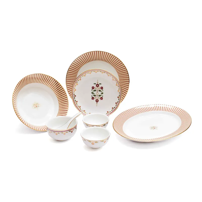 Gilded 24k Gold Brushed Porcelain Dinner Set - 33 Piece Set media 4
