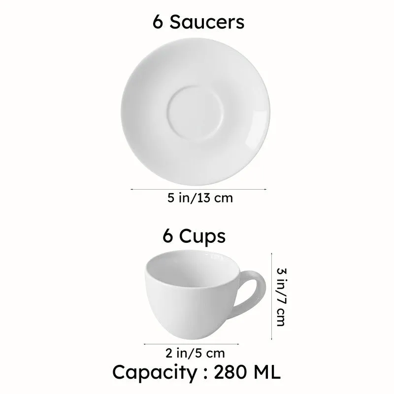 Gilded Iris 24k Gold Brushed Porcelain Tea Cup & Saucer (Grey/ 280 mL) - Set of Six media 11