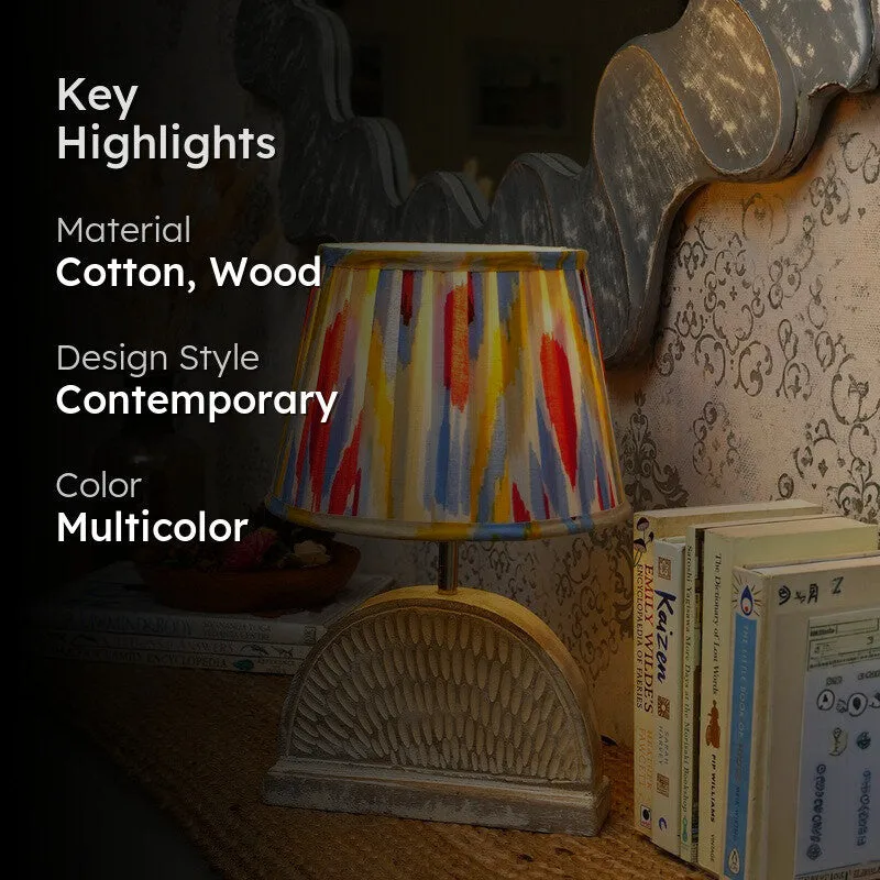 Brushmere Wooden Base Cotton Table Lamp - Multicolor media 2