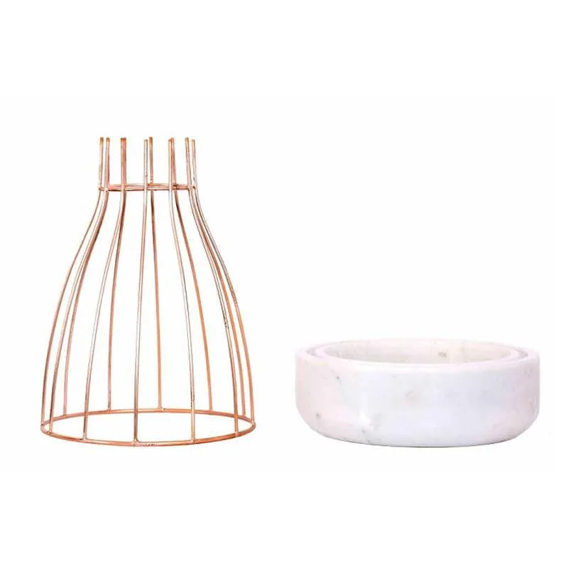 Copper Dome Eartha Hand Crafted Marble Planter - White media 4