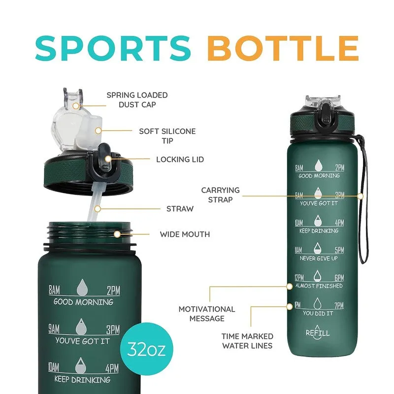 Solara Sportiq Plastic Water Bottle (1000 mL) - Hunter Green media 3