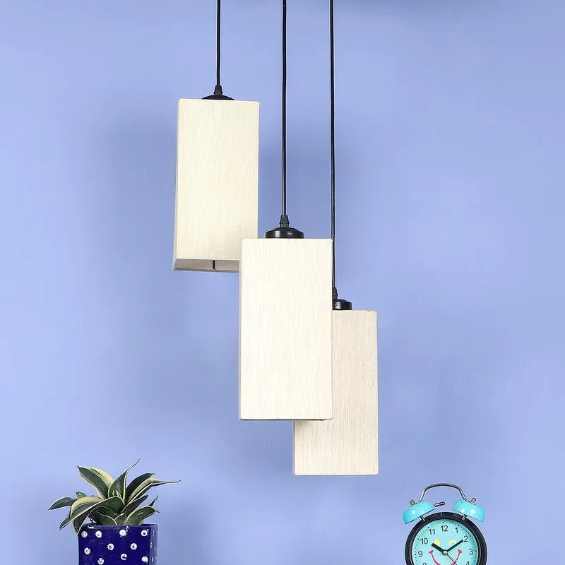 Warm Ivory Triple Metal Ceiling Lamp - Beige media 4