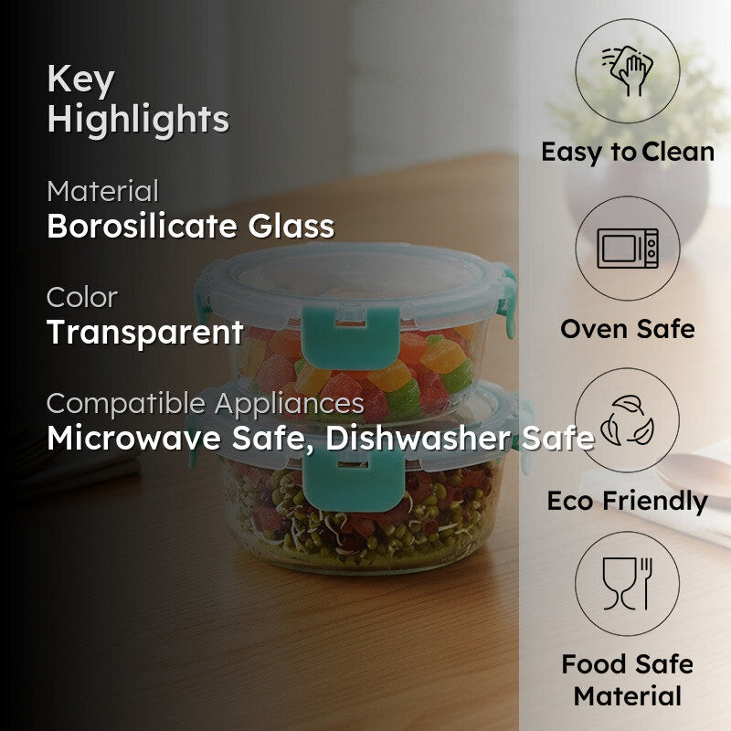 Gobzo Leak Proof Glass Lunch Box - Set Of Two media 2