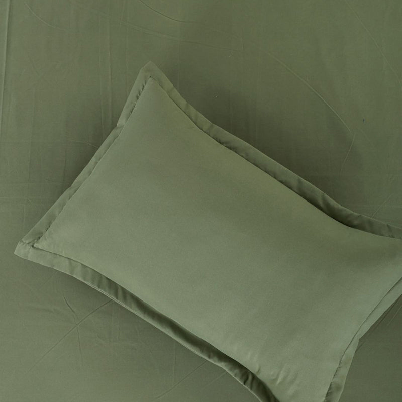 Cloud Drift Microfiber Bedsheet (Olive Green) - 140 GSM media 4