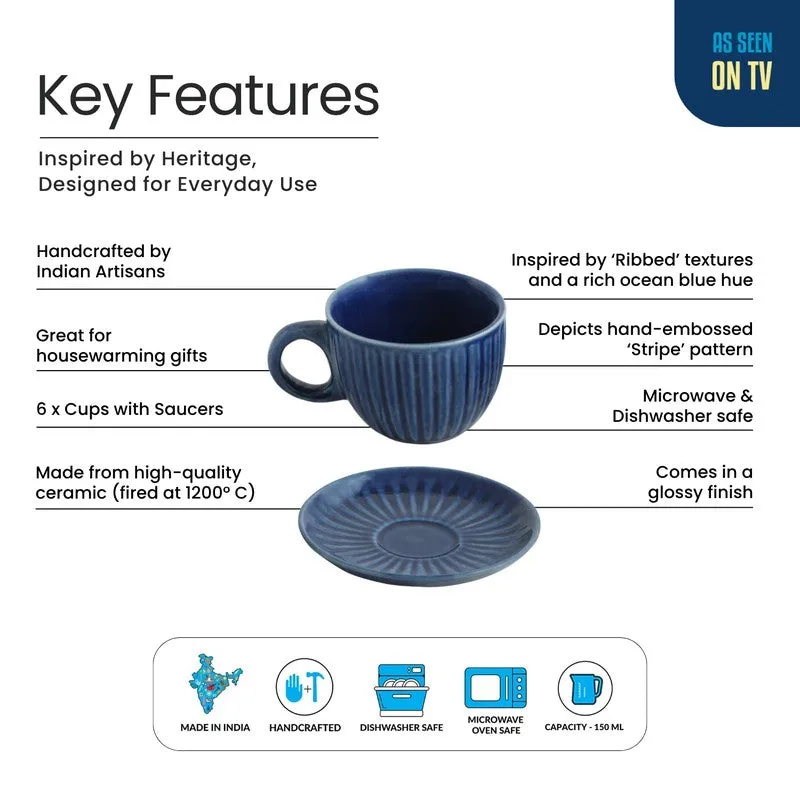 Midnight Ripped Cup & Saucer (150 Ml) - Set Of Six media 5