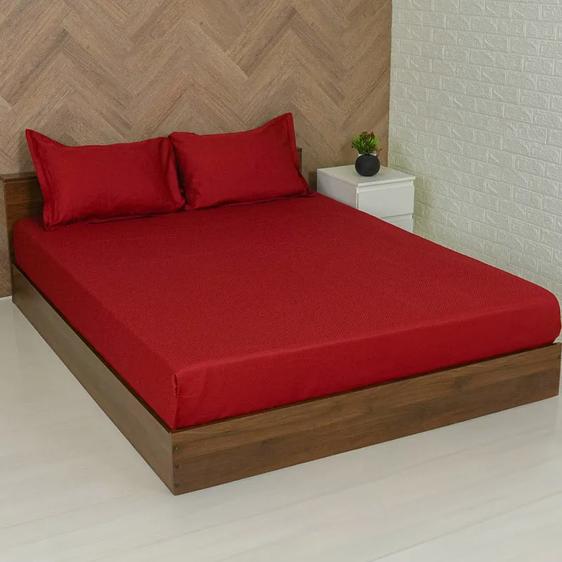 Demi Seina Cotton Bedsheet (Red) - 300 TC media 1