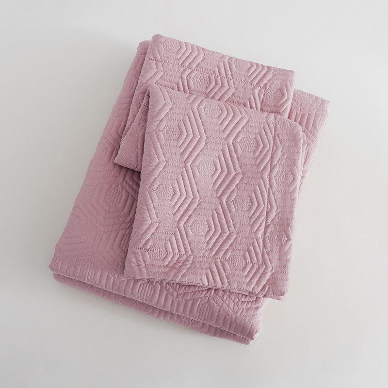 Soft Pink Geometric Cotton Bedcover media 5