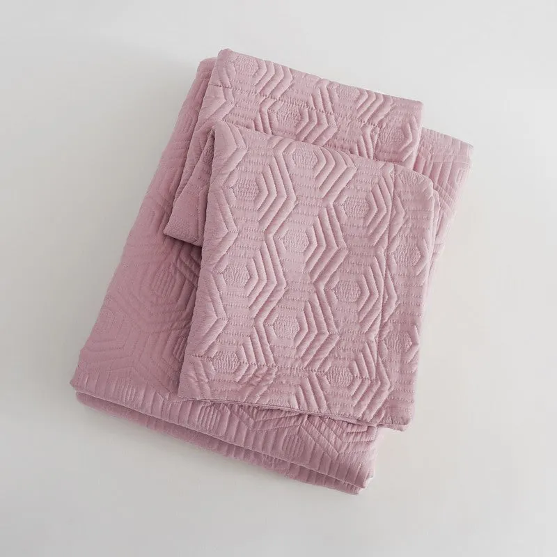 Soft Pink Geometric Cotton Bedcover media 5