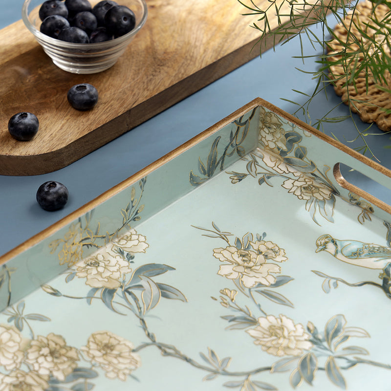 Ketaki Enamel Coated Serving Tray - Aqua Green media 3