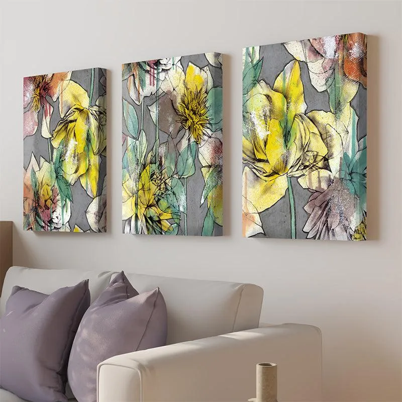 Musica Bloom Canvas Wall Painting - Set Of Three media 1