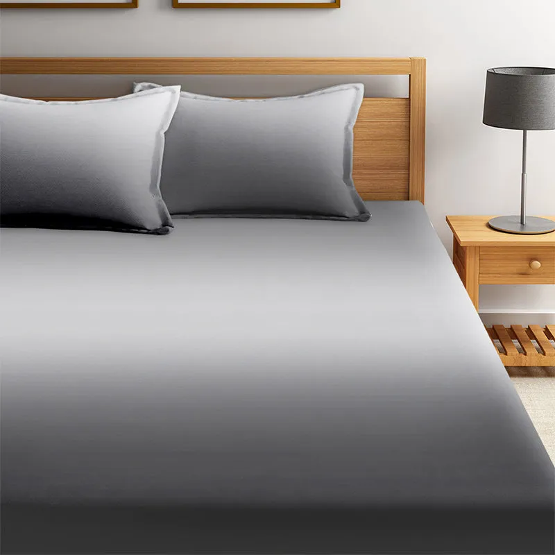 Silas Solid Cotton Bedsheet (Grey) - 210 TC media 3