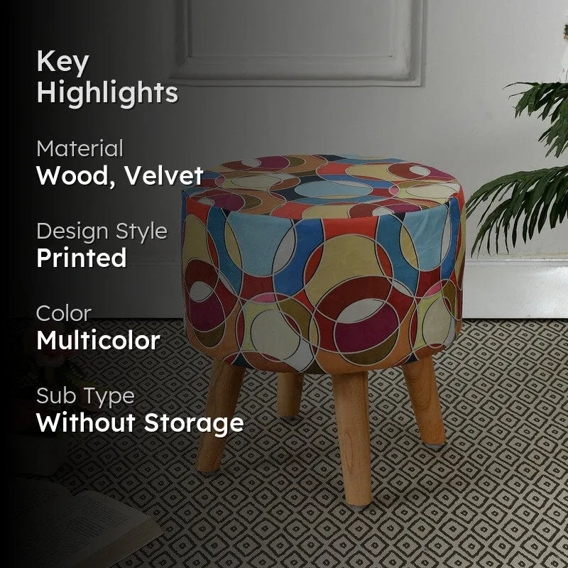 Navine Bubble-print Multicolor Engineered Wood Ottoman media 2