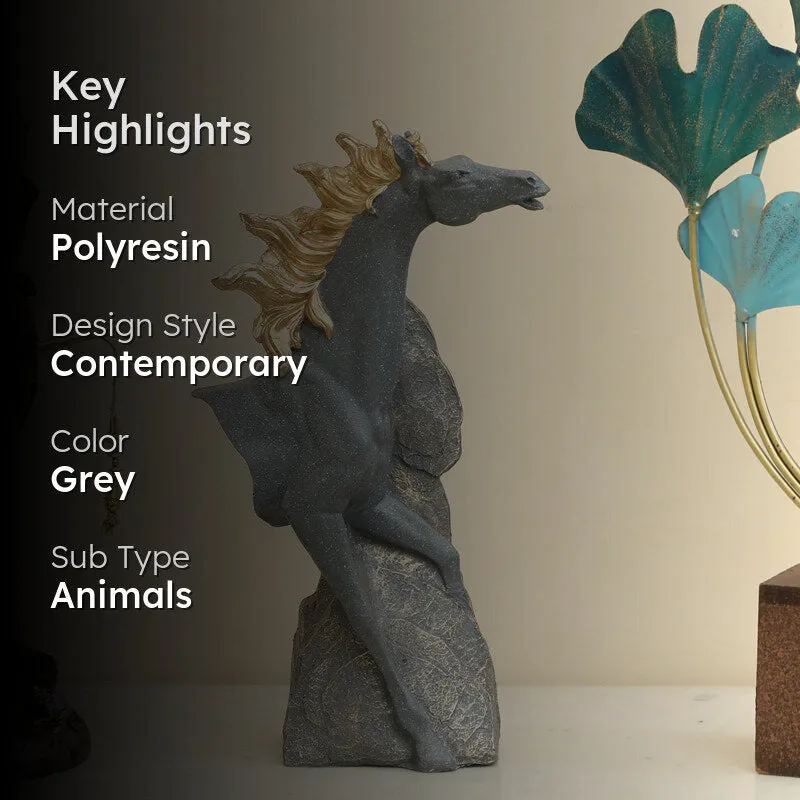 Stallion In Wind Showpiece - Grey media 2