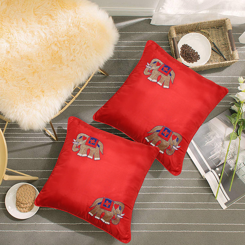 Imperial Haathi Embroidered Cushion Cover - Set Of Two media 3