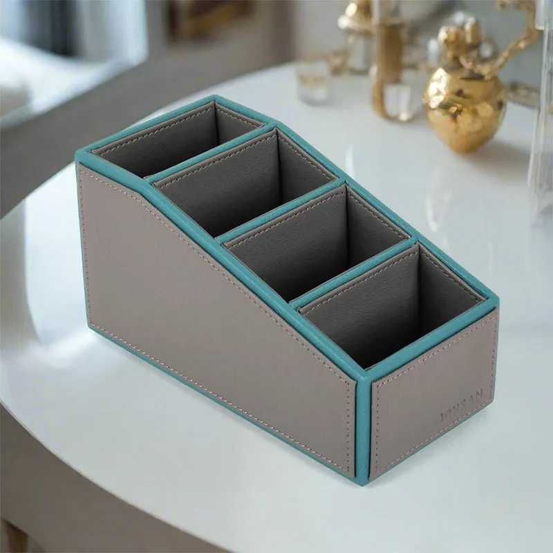 Tisca Slant Faux Leather Desk Organizer - Grey media 1
