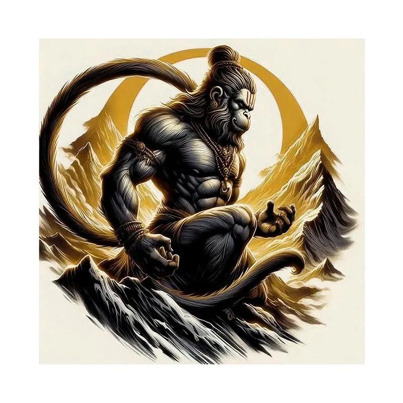Vigorous Hanuman Wall Painting media 4