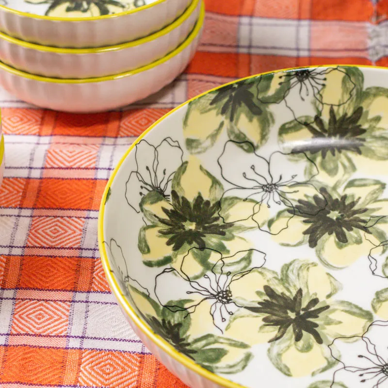Golden Aura Floral Serving Bowl - Seven Piece Set media 7