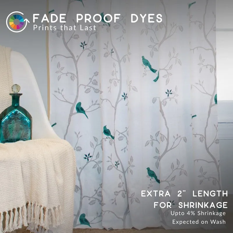 Tranquebar Home Nature Wings Cotton Curtains(Blue) - Set Of Two media 6